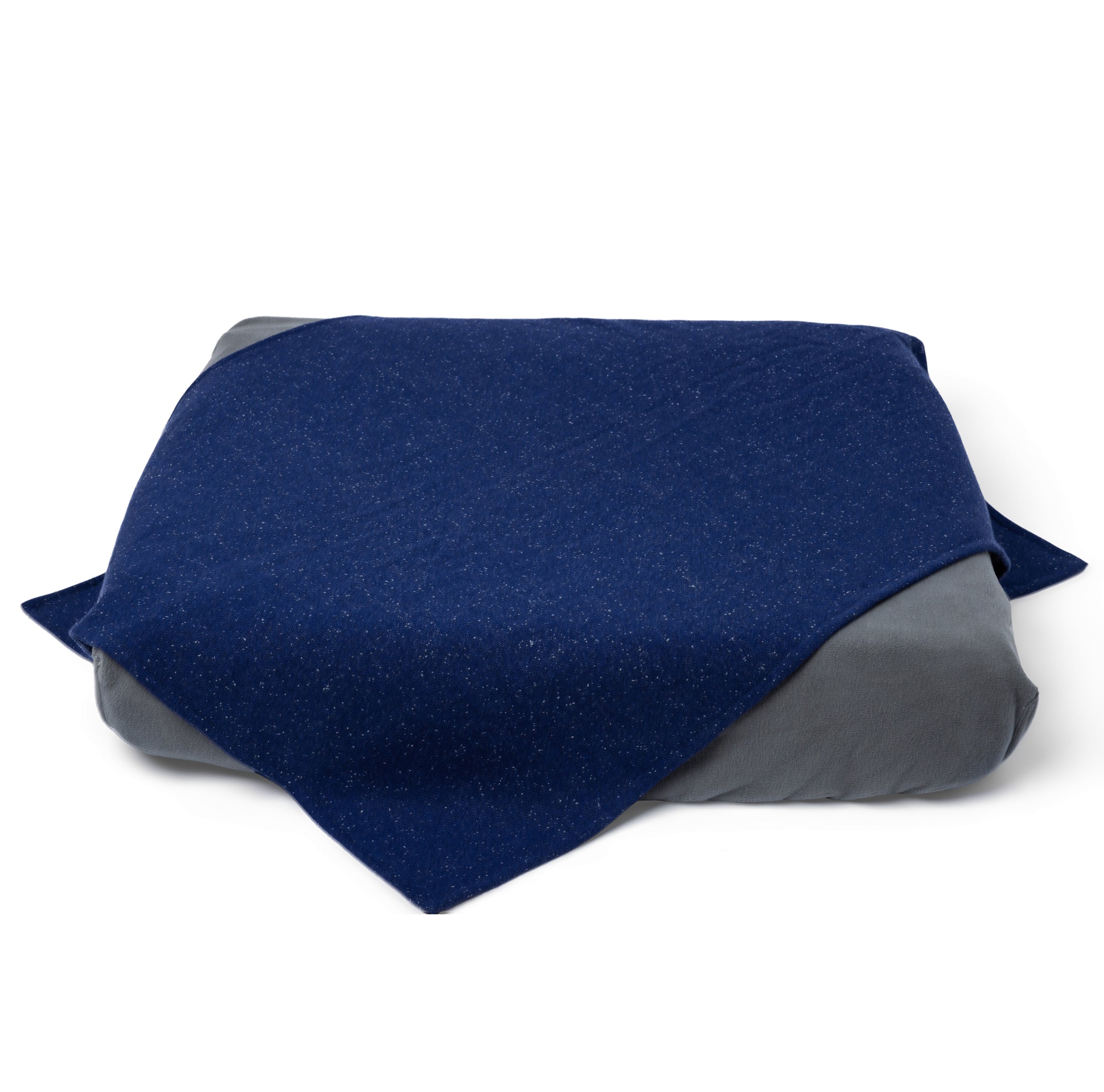 Blue Toby Blue Sky Blanket on grey bed open