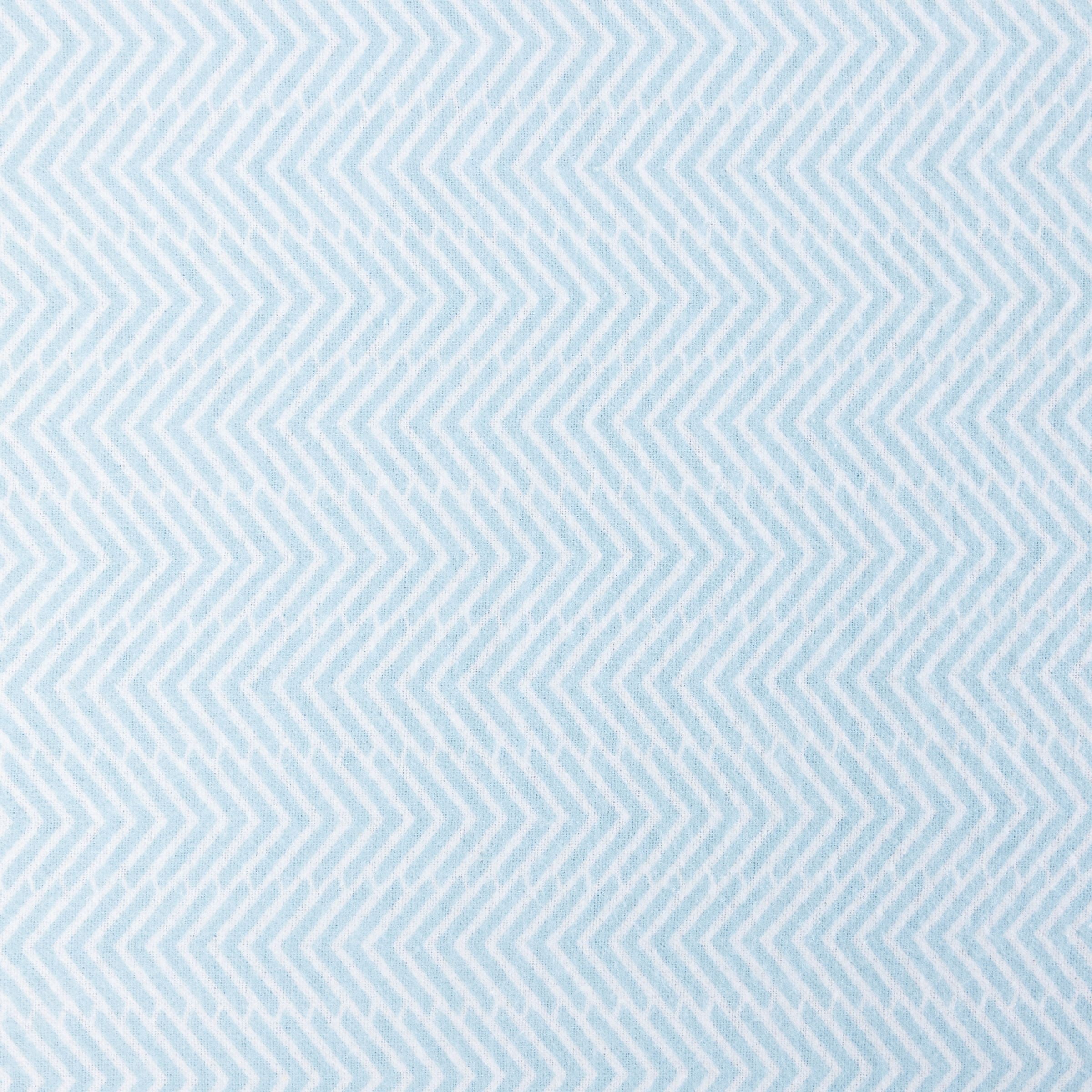 Blue Toby cotton flannel blanket in sky blue chevron pattern
