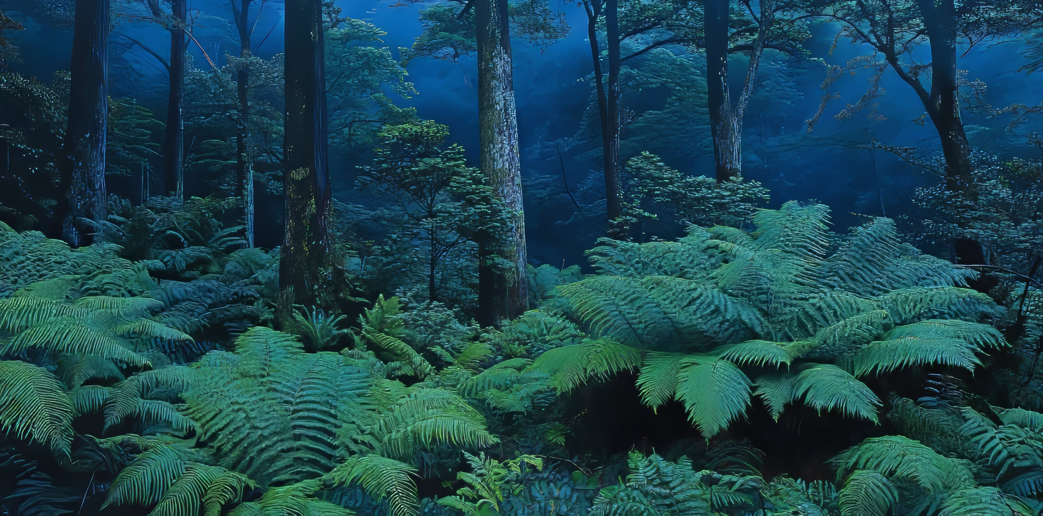 Rainforest scene with ferns Blue Toby Sustainability